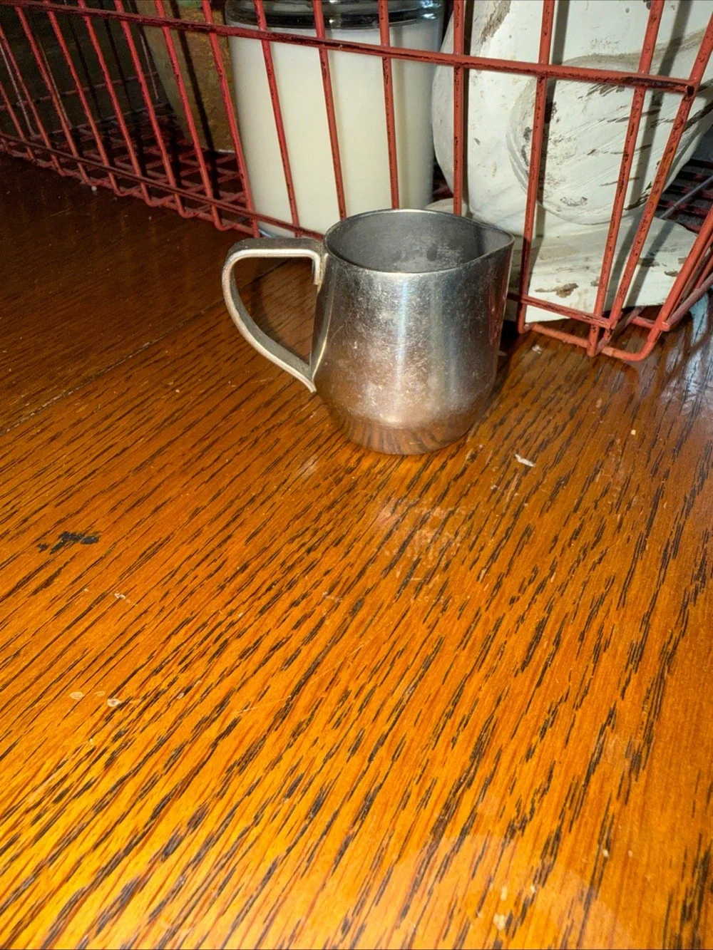Vintage Small Silver Pitcher Creamer - Simple Metallic Finish 0.05